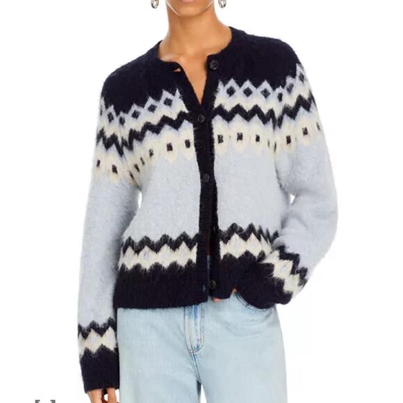 DEREK LAM 10 CROSBY  Elani Fair Isle Cardigan Wool Alpaca Blend Size Small - Picture 1 of 7